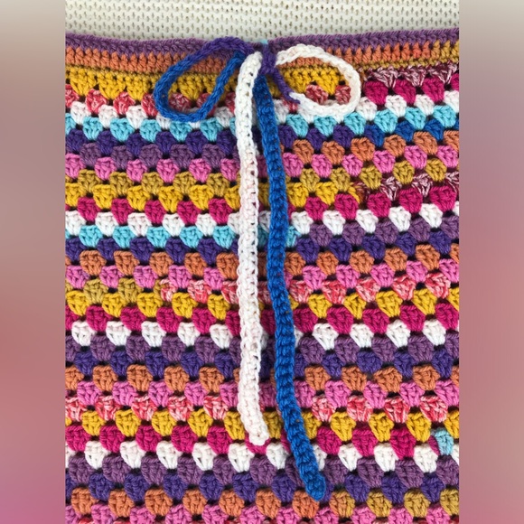 New Crocheted Mini Skirt, Handmade Striped Skirt, Colorful Fall/Winter Skirt - Picture 2 of 11